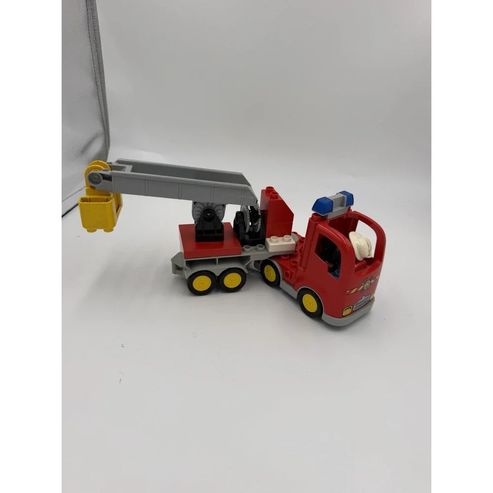 LEGO DUPLO Fire Truck Ladder Truck w/ Firefighter Figure Rescue Bucket Red
